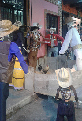 Photo: Catrina and Catrín around cock fight