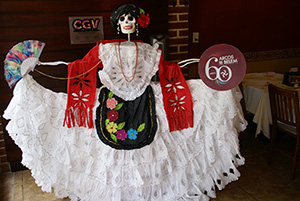 Photo: Catrina in a traditional Veracruz dress