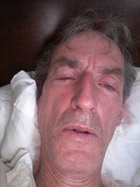 Photo: My dad pretending to be sick