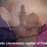 Child nursing with overlay of Al Quds