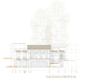 Drawing of view from front of house.
